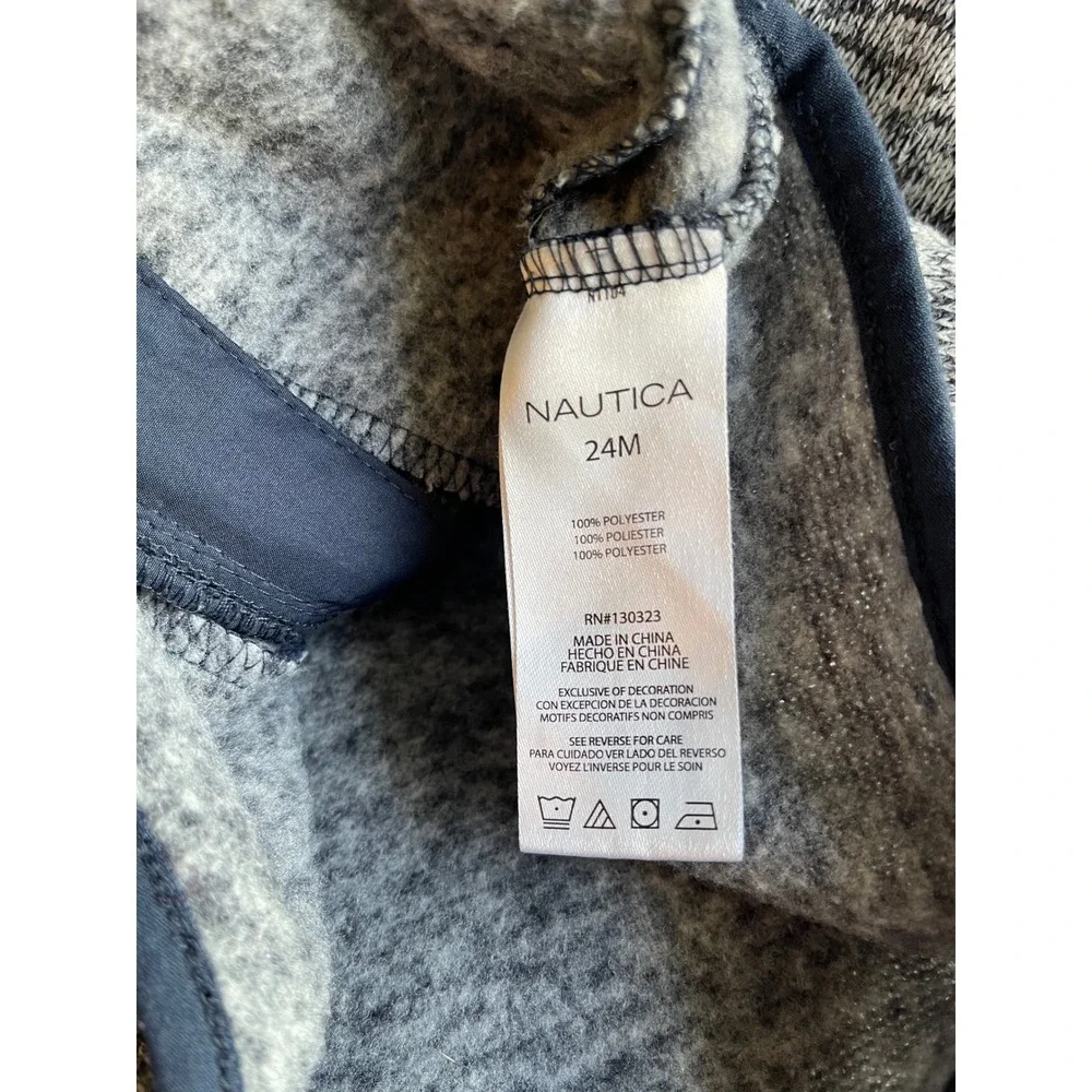 Nautica Boys 24M/2T Speckled Gray Zip Up Vest Nautical Logo‎ Outerwear